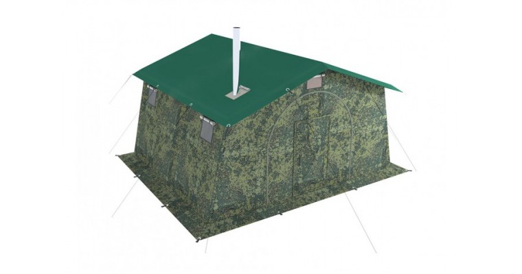 Палатка армейская БЕРЕГ 5М2 двухслойная, дно на молнии 
