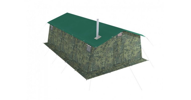 Палатка армейская БЕРЕГ 15М2 двухслойная, с дном на молнии